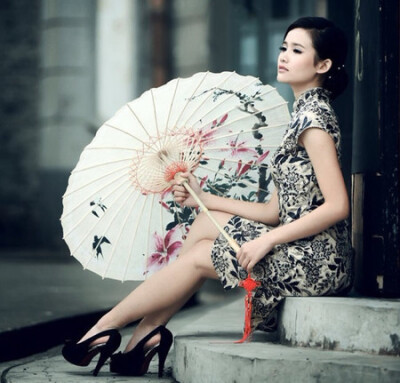 旗袍之美，中国旗袍·伞