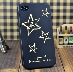 agnes b iphone4 4s 磨沙 星星燙金 保護殼 外殼