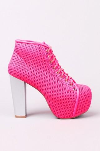 Jeffrey Campbell Lita Mesh in Neon Pink Silver