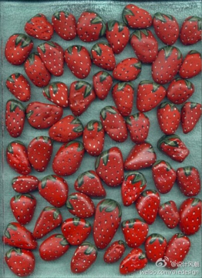 【创意生活】自己动手--画个草莓给你吃！——鹅卵石+丙烯颜料