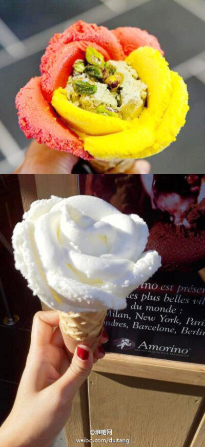 「给你一束冰淇淋」意大利Amorino Flower shaped Ice-Cream鲜花甜筒，光是看着就很满足！