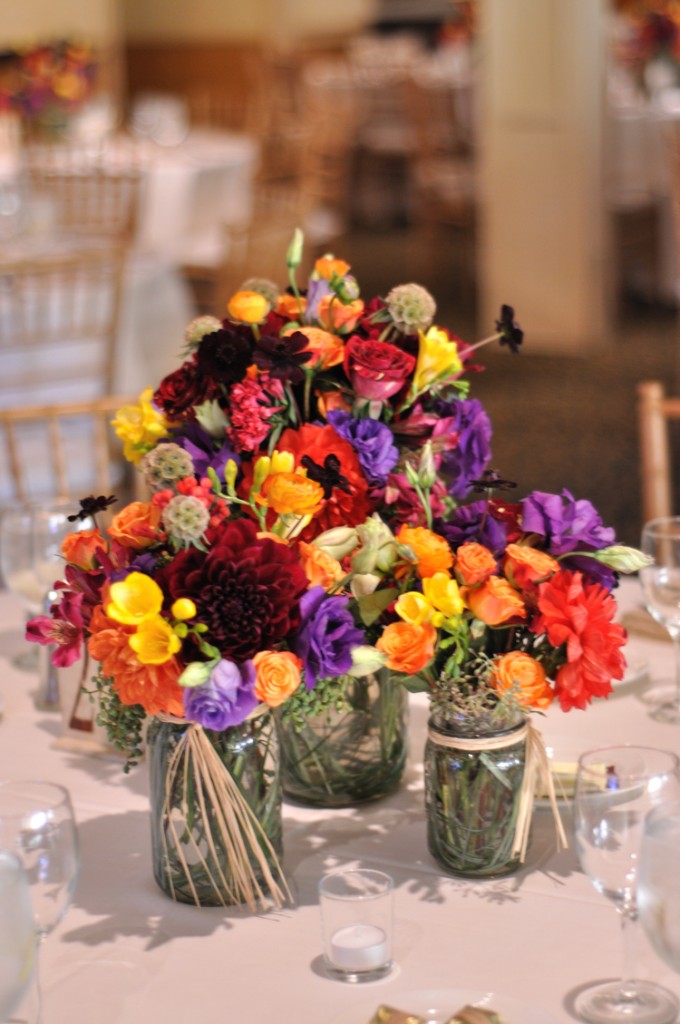 mason jar Reception flowers Calamigos Equestrian Center Wedding Flowers