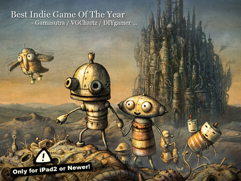 【ipad 游戏】 machinarium 探险解谜之类的游戏吧 画面很漂亮……唔 有个网站版本 只是free demo 完整下载要十美刀..http://machinarium.net/demo/