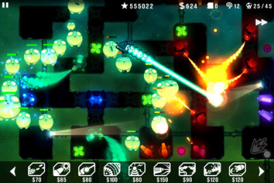 【iphone 游戏】radiant defense 啊这种发光闪闪的游戏最可爱了TTwTT 造武器攻打入侵外星人……【植物大战僵尸的那种感觉
