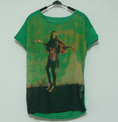  宽松针织雪纺相拼衫