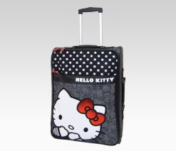 An image of Hello Kitty Rolling Luggage: Black + White Dot