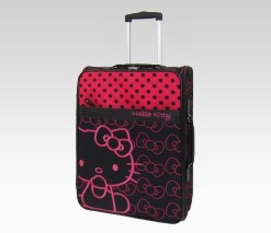 An image of Hello Kitty Rolling Luggage: Pink + Black Dot