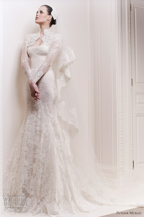  Zuhair Murad 2012 bridal collection，精致的蕾丝像是叠起的云雾，打动所有姑娘的心