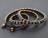 Sodalite Brass Beaded Wrap Bracelet