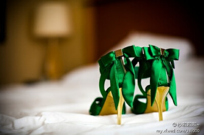 #婚鞋控##婚鞋#金色的底部与缎面的绿色婚鞋绝美的设计