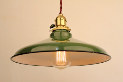 美国4.50年代二战时期搪瓷吊灯 工作室灯 loft