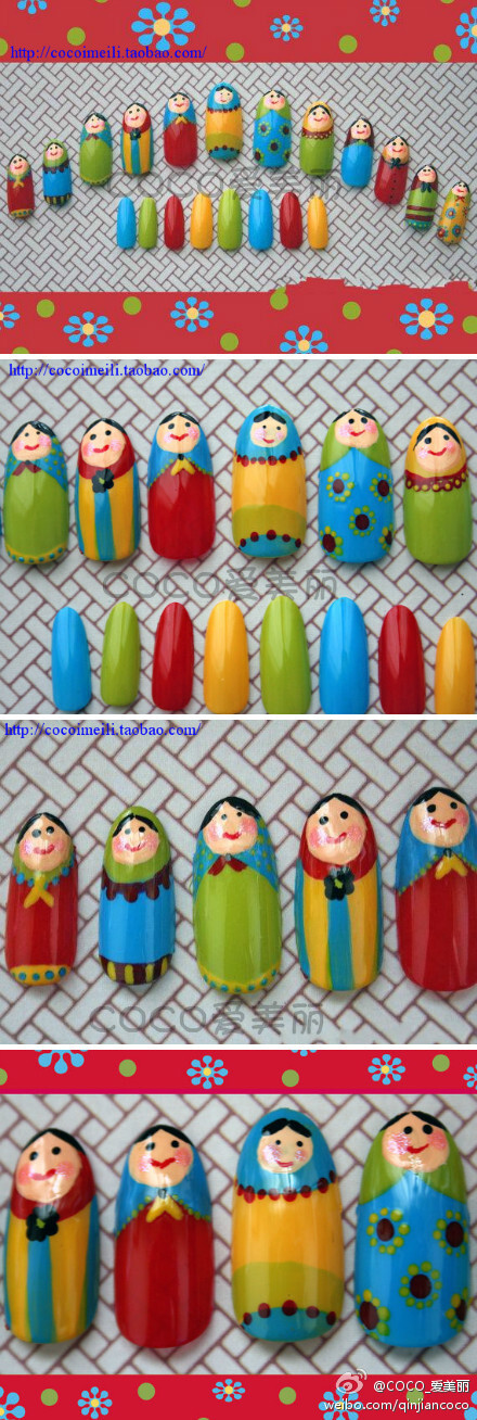 美甲作品欣赏 俄罗斯娃娃