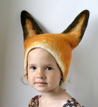 手工羊毛毡狐狸帽