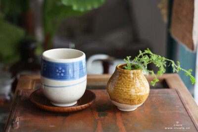 INCAFE| 可爱陶土梅花杯 （蓝色） 陶瓷梅花杯 陶瓷 水杯 粗陶