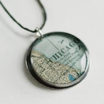 Sterling Chicago Vintage Map Pendant from Anne Holman Jewelry Design