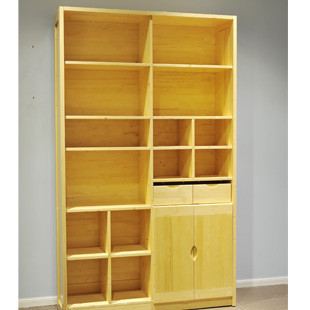 松木家具 连体书柜 全实木开放式书架