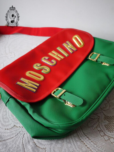 VINTAGE MOSCHINO 红绿拼色斜跨包