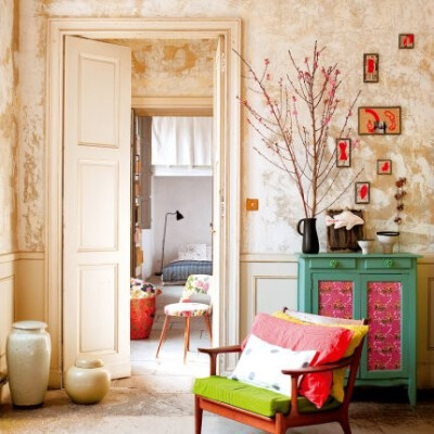 Love the colourful furniture