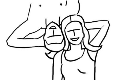 写意而有趣的姿势，从正上方拍摄。