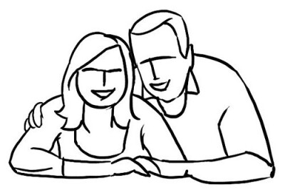 两人躺在地，然后撑起上半身，互相依靠，拍摄时使用低角度。