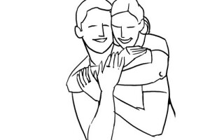 舒适的姿势，由男士从后抱着女士，两人可以望向镜头、对望，甚至接吻更加亲密感