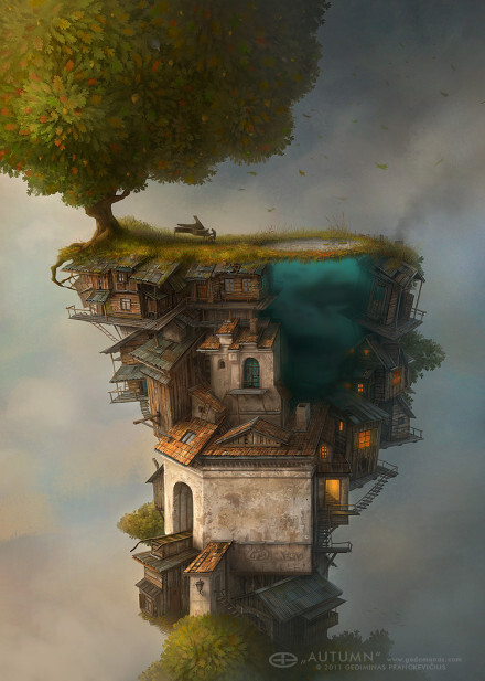 立陶宛插画师 Gediminas Pranckevicius 的一幅作品《Autumn》（秋）。