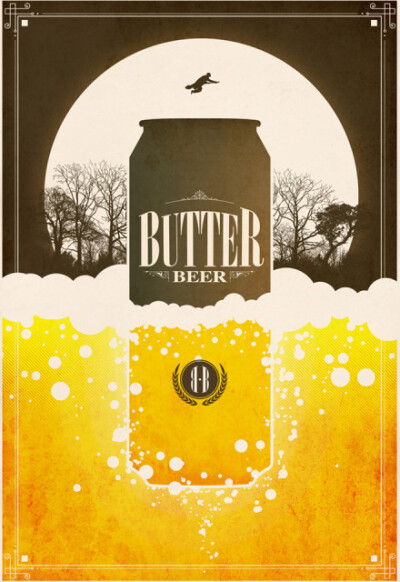 Butterbeer - Harry Potter Wiki (Butter啤酒海报) 配色和构图都很美，不错的商业海报