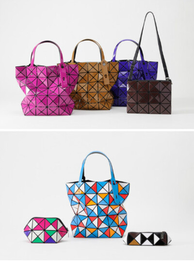 SSEY MIYAKE （三宅一生）旗下支线配饰品牌「BAO BAO ISSEY MIYAKE」发布2012秋冬款新作单品。「BILBAO LUCENT」系列（图上）4色款。「BILBAO AT-RANDOM-1」（图中）可随机搭配颜色包包以及笔袋包等。首次采用帆布材…