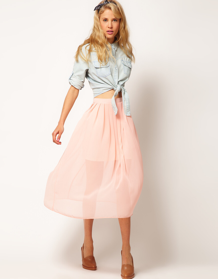 ASOS Midi Skirt With Pleats at ASOS