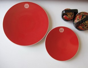 中国红圆餐盘 装饰盘子