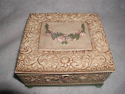 Antique painted silver jewelry box