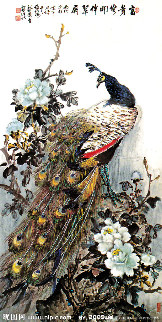 孔雀牡丹图