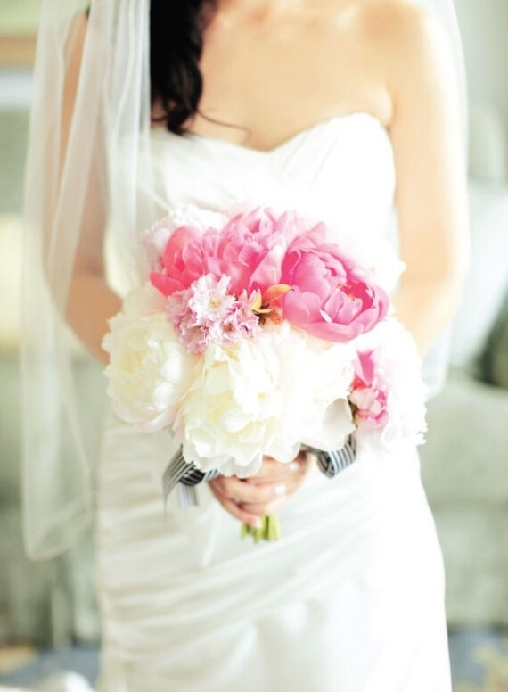 Beautiful pink and white peony bouquet