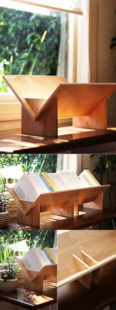 这款名为『Slotted System Bookcase』的组合书架以天然桦木为材质制成 ，木质表层覆以一层天然峰蜡 。在阳光的映衬下，书架显得尤为漂亮精制，并提供一个良好的阅读氛围。丨设计：Erik Heywood