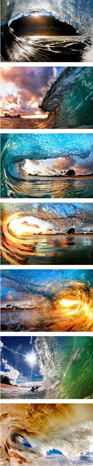 【罕见壮观的最美海浪图】 据英国《每日邮报》消息，近日，两名摄影师在夏威夷拍摄到海浪涌向海滩时的绝美瞬间画面，场面宏大，美不胜收。