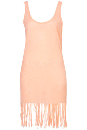 Coral Fringe Burnout Cover Up