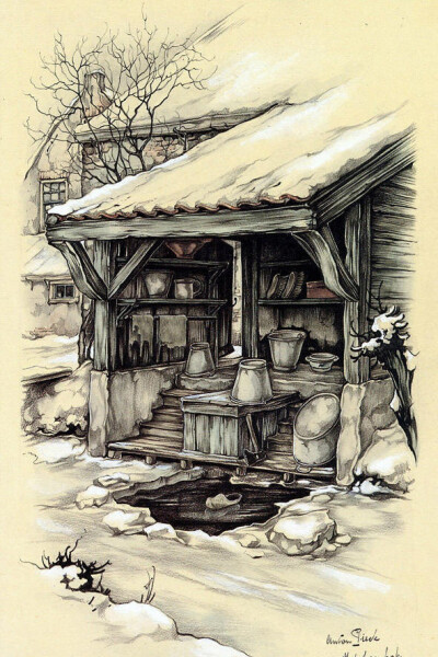 荷兰著名画家Anton Pieck--蓝色的天