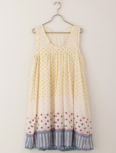 手绘风小猫印花无袖背心裙连衣裙