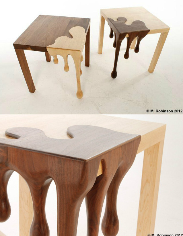 作为毕业项目，学家具设计的Matthew Robinson设计了这款熔化的桌子。桌子一角像是熔化的巧克力，给桌子平添了一份乐趣。