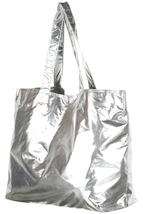 Metallic Silver Shopper