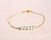 dainty pearl bar bracelet - delicate everyday jewelry简洁