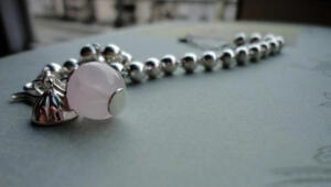 莲蓬冰种粉晶菩提果925银手链