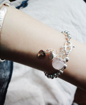 莲蓬冰种粉晶菩提果925银手链