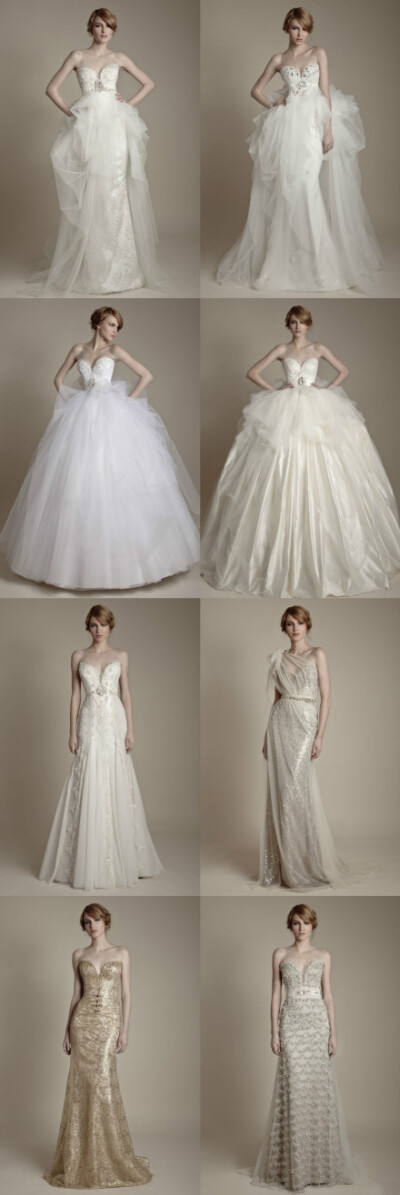 来自Ersa Atelier-2013-的八款婚纱礼服，桃心抹胸，镶钻束腰，纯洁的白色，繁复的鱼尾，每一款都超美的