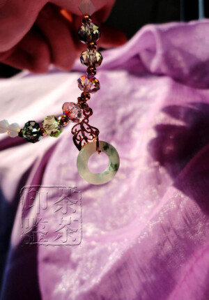 飘花翡翠玉玦脚链