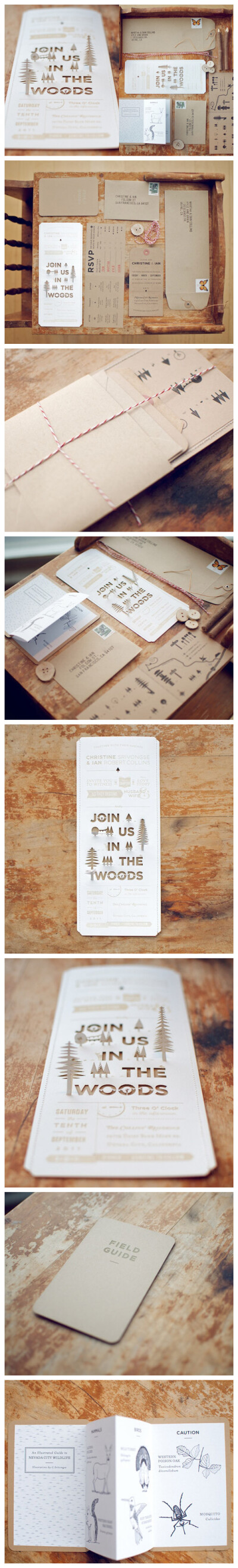 梦幻般的森林婚礼请柬，Christine + Ian’s Woodland Wedding Invitations（出自http://www.52souluo.com/19467.html）Christine and Ian完全可以设计好婚礼请柬后送到印制工厂去印制，但是他们最终还是选了最适合的…