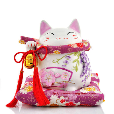 紫藤花福气招财猫