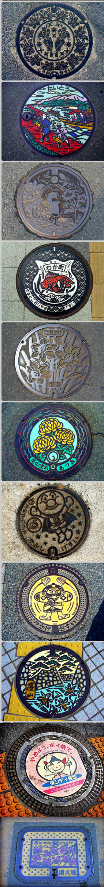 【日本井盖之旅《 Japanese Manhole Cover 》 插画艺术二】你知道属于文艺青年的终极之旅是什么吗？寻找井盖！在日本，1780个自治市里，就有95%的城市采用了设计独特的井盖。其中约一半以上都是采用植物、树木、花卉作为图案，动物、鸟，以及名胜美景、历史故事也常被作为设计题材。旅行时记得偶尔低下头来，欣赏脚下的风景。