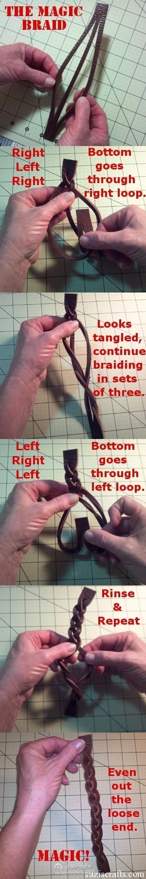 教你编皮手链，方法超赞。