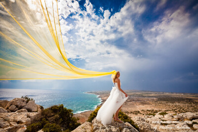 The striking landscape | water, motion, bride, nature, veil